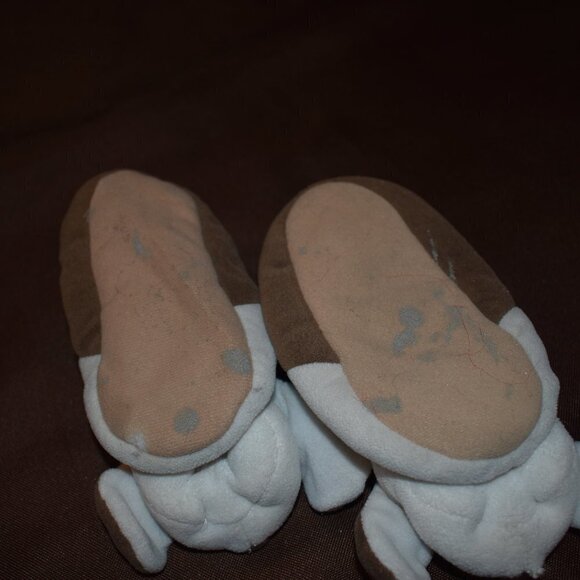 VINTAGE BROWN & WHITE POUND PUPPY CHILD'S SMALL ANKLE HIGH SLIPPERS - Picture 4 of 6